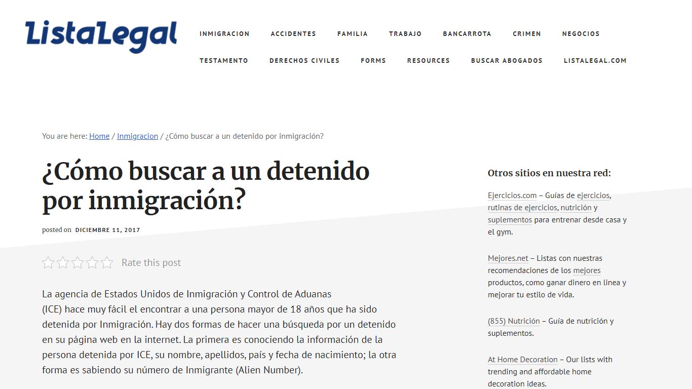 Buscar un familiar or persona detenida por Inmigración - ListaLegal